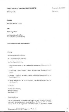 Drucksachen 3301-3450: Anträge, Anfragen, Gesetzentwürfe