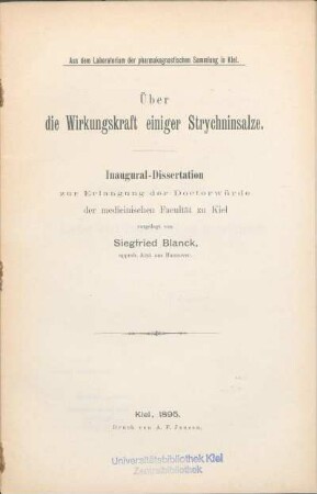 Über die Wirkungskraft einiger Strychninsalze