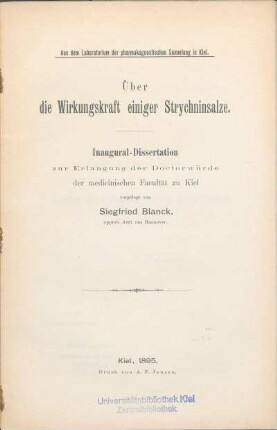 Über die Wirkungskraft einiger Strychninsalze