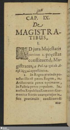 Cap. IX. De Magistratibus
