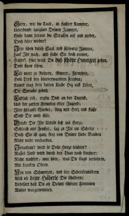 Ode eines Freundes auf das frühe Hinscheiden der vortreflichen Jungfrau Häberle an den bestürzten Bräutigam Herrn Stadt-Secretar Dieterichs