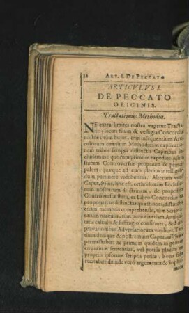 Articulus I. De Peccato Originis.