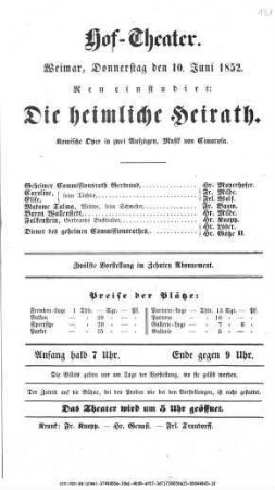 Die heimliche Heirath