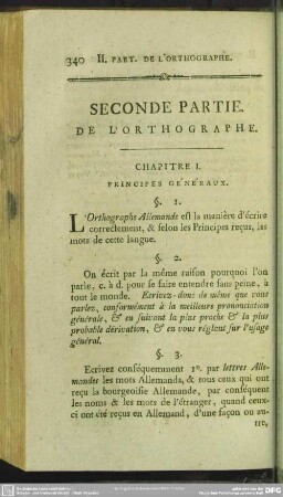 Seconde Partie. De L'Orthographe