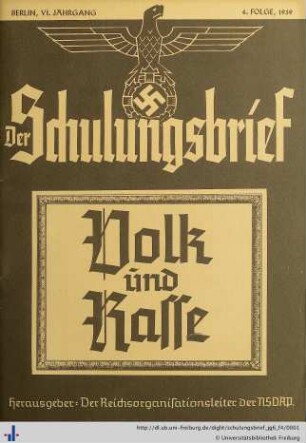 VI. Jahrgang, Folge 4: Der Schulungsbrief