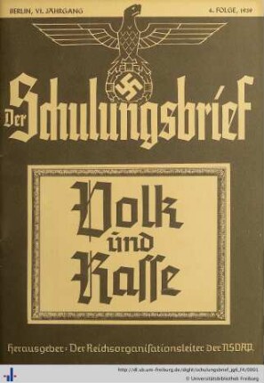 VI. Jahrgang, Folge 4: Der Schulungsbrief