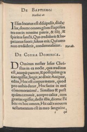De Coena Dominica.