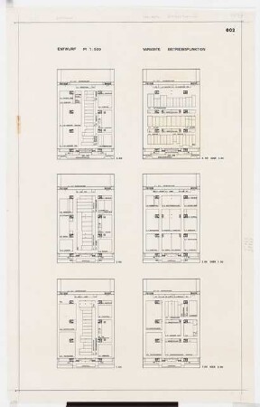 Forschungszentrum der Schering AG, Berlin-Wedding Erweiterung: Grundrisse 1.-3. OG, 1:500