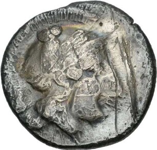 Didrachme der Hyrianoi (Kampanien) mit Darstellung der Athena