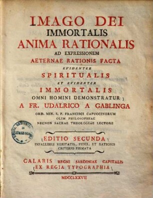 Imago dei immortalis anima rationalis ad expressionem aeternae rationis facta evidenter spiritualis et evidenter immortalis omni homini demonstratur