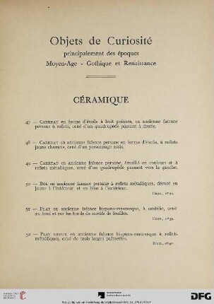 Céramique (Nr. 47-56)