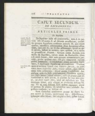 Caput Secundum. De Sacramentis.