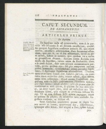 Caput Secundum. De Sacramentis.