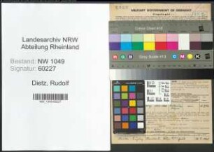 Entnazifizierung Rudolf Dietz , geb. 22.06.1882 (Kaufmann)