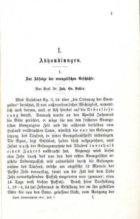 1-49 Zur Abfolge der evangelischen Geschichte