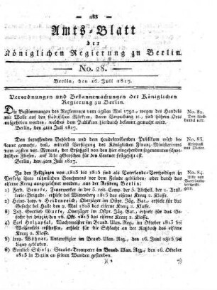 No. 28, 16. Juli 1817