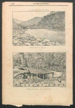 [Vista de] La Colonia alemana del Pozuzo. Puente sobre el Pozuzo.