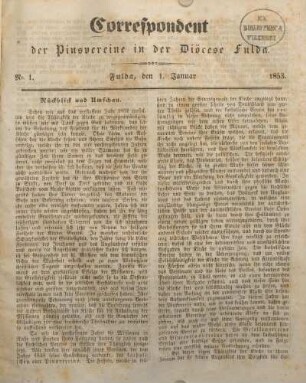 Nr. 1. Fulda, den 1. Januar
