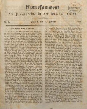 Nr. 1. Fulda, den 1. Januar