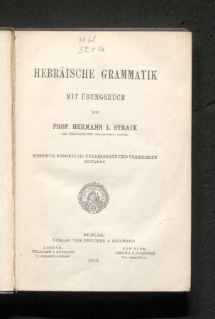 Hebräische Grammatik : mit Übungsbuch
