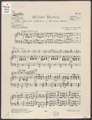 Militär-Marsch : Op. 51 No. 1 = Marche militaire = Military march