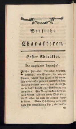 Versuche in Charakteren