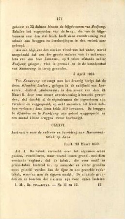 CLXXVI. [CLXXVII.] Instructie voor de cultuur en bereiding van Havannah-tabak op Java