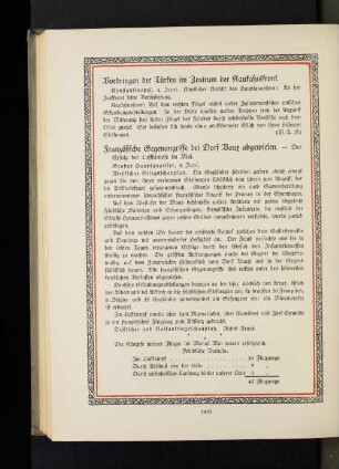 Französische Gegenangriffe bei Dorf Vaux abgewiesen.