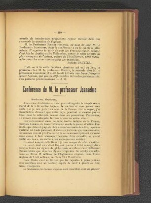 Conférence de M. le professeur Jeanselme.