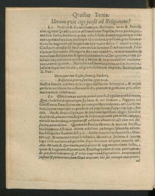 Quaestio Tertia. Utrum quis cogi possit ad Religionem?