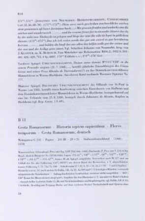 B 11. Gesta Romanorum, Historia septem sapientium, Flores temporum, Gesta Romanorum, deutsch