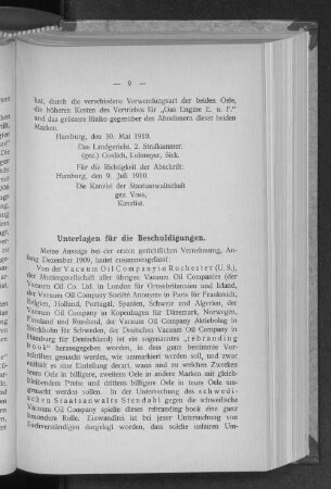 Unterlagen für die Beschuldigungen.