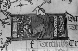 Missale des Simon Renoul — Ausschnitt: Monatsdarstellung Dezember, Folio 6 verso