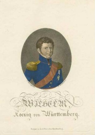 Wilhelm I., König von Württemberg (1781- 1864) in Uniform mit Orden und Schärpe, Brustbild in Halbprofil