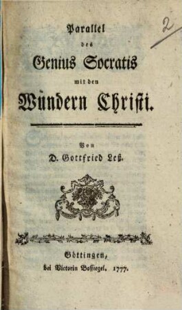 Parallel des Genius Socratis mit den Wundern Christi