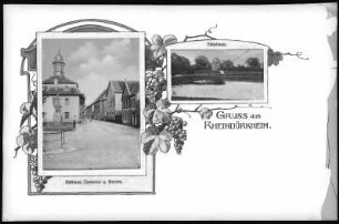 Reindürkheim. Rathaus, Denkmal , Kirche und Fährhaus