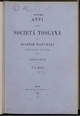 13: Atti della Società Toscana di Scienze Naturali