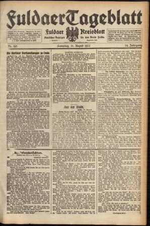 Ausgabe vom Samstag, den 26. August 1922.