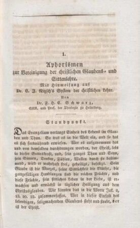107-128 Aphorismen zur Vereinigung der christlichen Glauebsn- und Sittenlehre : mit Hinweisung auf Dr. C. J. Ritzsch's System der christlichen Lehre