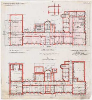 Collegium Bernhardinum, Attendorn: Erdgeschoss- und Kellergrundriss 1:100