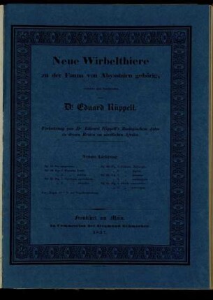[Tafeln zur Abtheilung "Amphibien"]