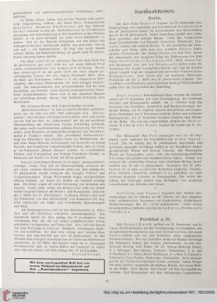 Kunstauktionen / Aus der Künstlerwelt / Kunstausstellungen / Aus der Museums- und Sammlerwelt / Neue Kunstbücher / Kleine Kunschronik / Werbung