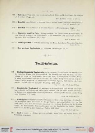 Textil-Arbeiten (Nr. 617-656)