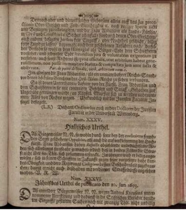 Num. XXXV. Hallisches Urthel