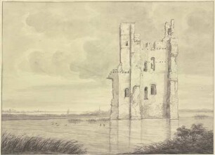 Turmruine im Wasser stehend (Huis te Merwede, Dordrecht)