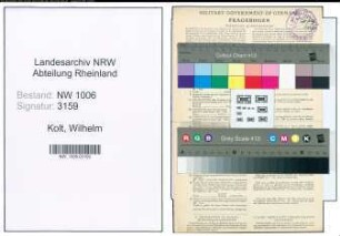 Entnazifizierung Wilhelm Van Kolt , geb. 14.07.1893 (Angestellter)