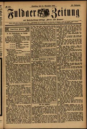 Zweite Ausgabe vom Samstag, den 21. November 1896.