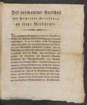 Der permanente Ausschuß ...