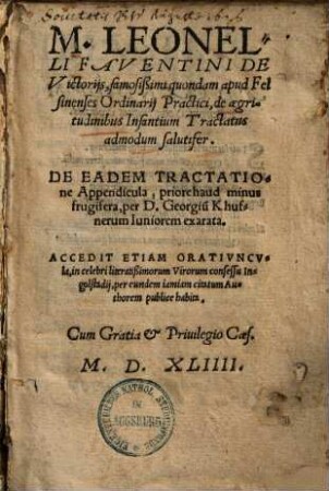 De Aegritudinibus infantium tractatus admodum salutifer