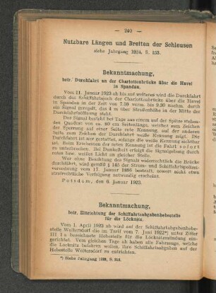 Nutzbare Längen und Breiten der Schleusen